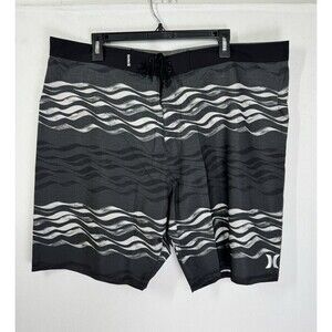 Hurley Phantom Unlined Board Shorts Mens 40x9 Black Gray Wave Swim Trunks EUC